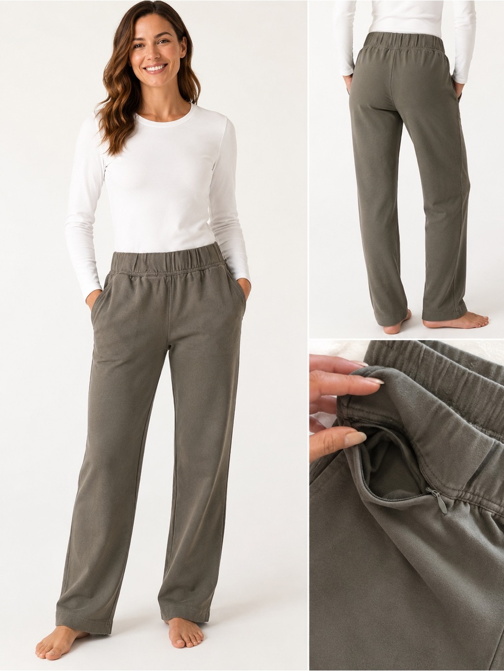 Women’s Olive Relaxed Straight-Leg Lounge Pants M